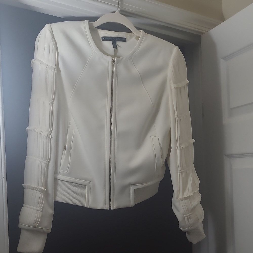 White House Black Market Elegant White Bomber Jacket